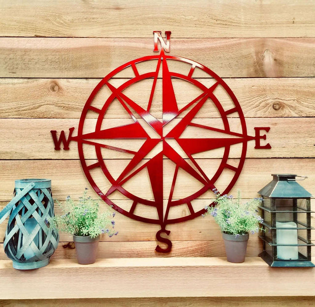 Nautical Compass Metal Sign - Custom Metal Address Signs for Houses - Perfect Wall Decor for Bedroom, Office, Kitchen, Living Room - Housewarming Gift Compass Sign House Sensations Art
