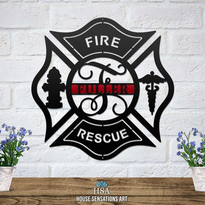 Firefighter Metal Maltese Cross Sign Americana Sign House Sensations Art   