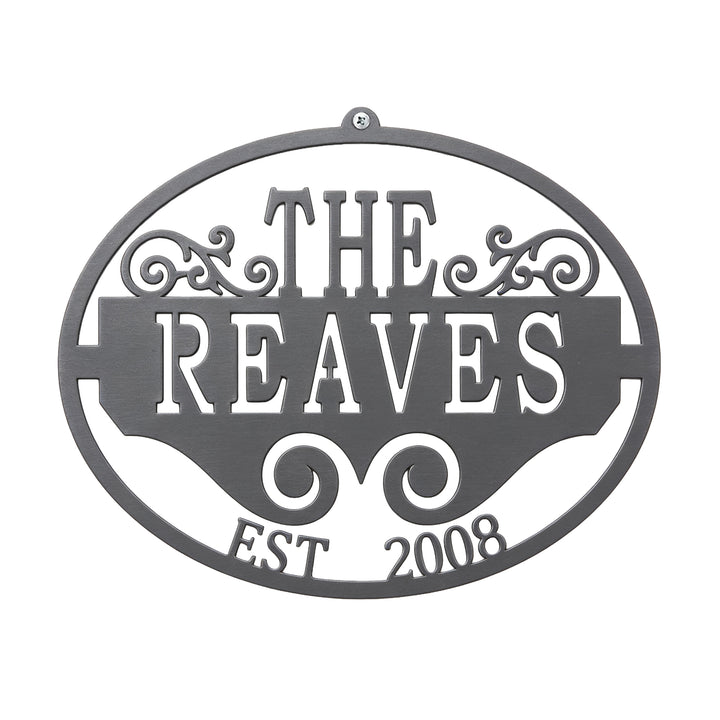 Personalized family name metal wall sign with established date custom steel home décor sign for indoor and outdoor display