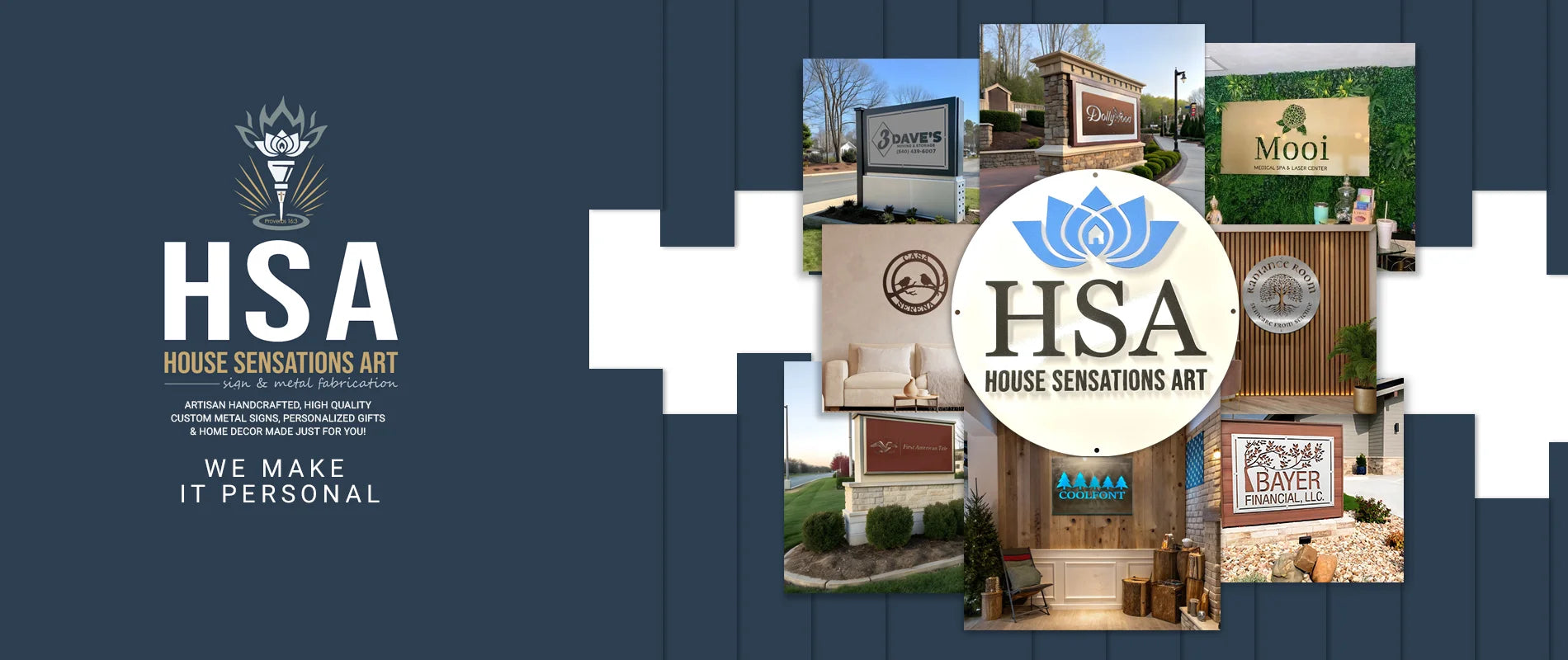 House Sensations Art Banner featuring recent works on custom business logo