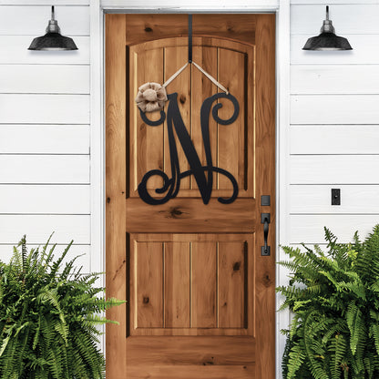 Metal Initial door wreath- Monogram Wreath Monogram House Sensations Art   