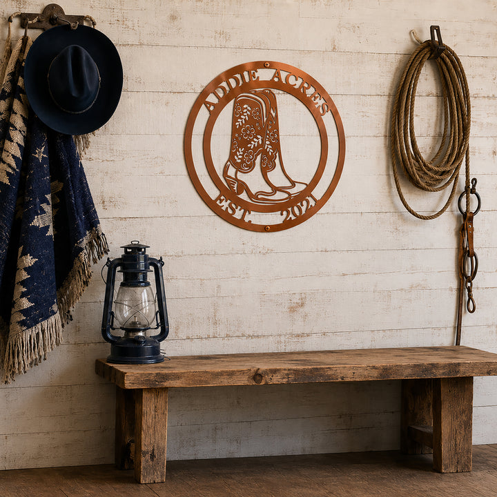 Personalized Cowgirl Boots Metal Sign - Western Wall Decor — product view 5
