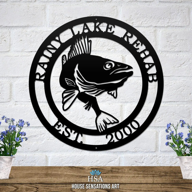 Custom Fish Address Sign – Walleye Cabin Decor for Outdoor Living - HouseSensationsArt