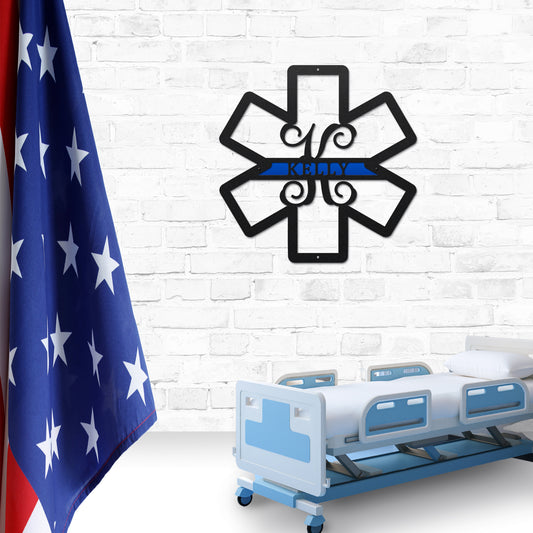 Custom paramedic house sign – metal Star of Life address plaque for EMTs
