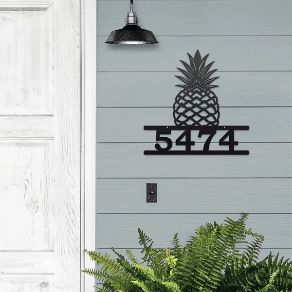 Custom Pineapple Address Sign | Tropical Metal House Plaque - HouseSensationsArt