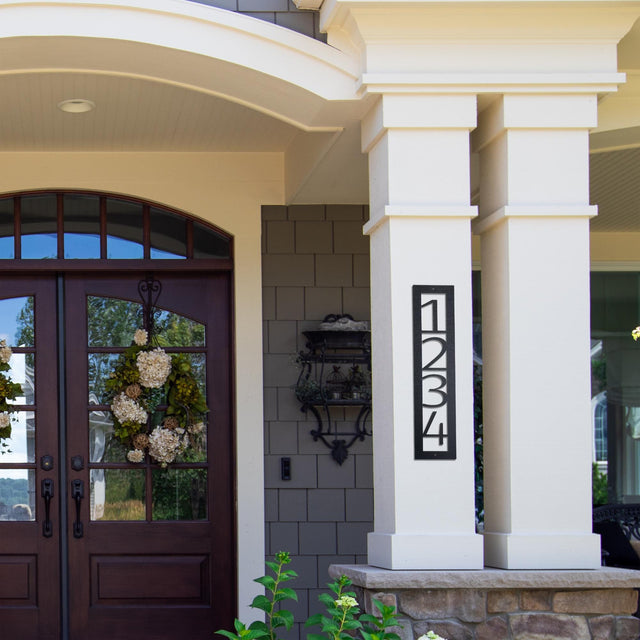 Custom Vertical Steel Address Sign – Personalized House Number Plaque for Gate, Mailbox, or Garage - HouseSensationsArt