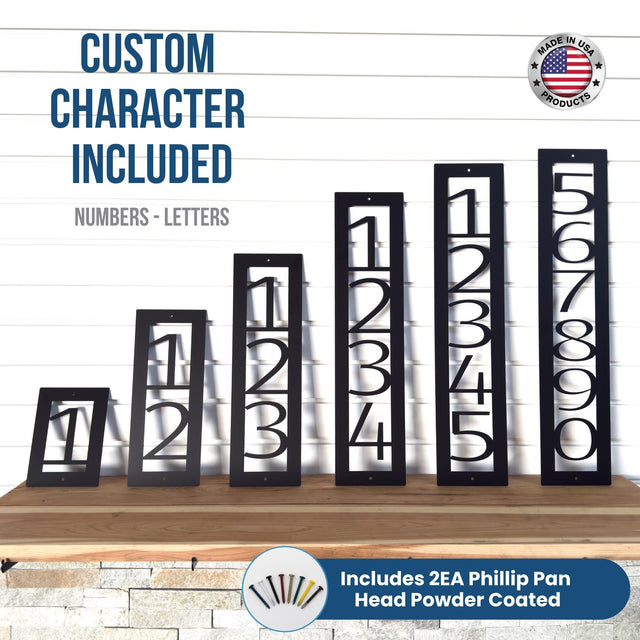 Custom Vertical Steel Address Sign – Personalized House Number Plaque for Gate, Mailbox, or Garage - HouseSensationsArt