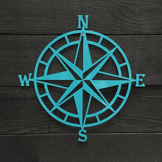 Nautical Compass Metal Sign - Custom Metal Address Signs for Houses - Perfect Wall Decor for Bedroom, Office, Kitchen, Living Room - Housewarming Gift Compass Sign House Sensations Art
