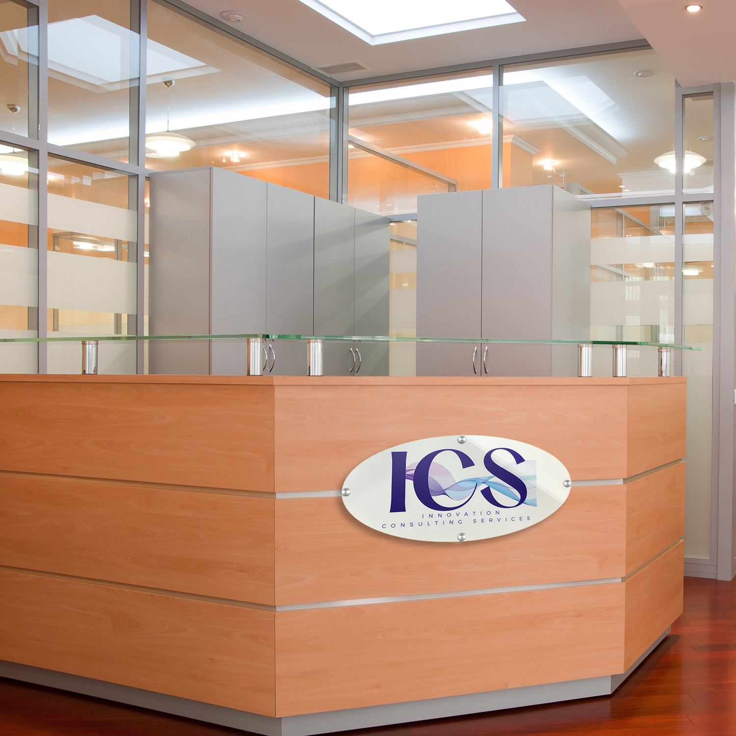 ICS Logo in office