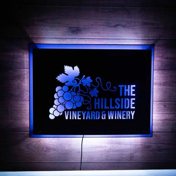 LED Backlit 3D Business Metal Logo Sign - Custom Backplate Design - HouseSensationsArt