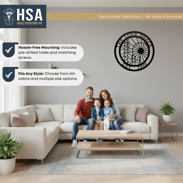 Metal Wall Tree Art - Custom Sun & Tree Design for Home & Garden - HouseSensationsArt