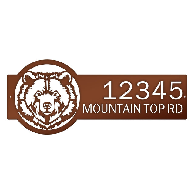 Personalized Bear Cabin Sign – Rustic Metal Address Sign - HouseSensationsArt