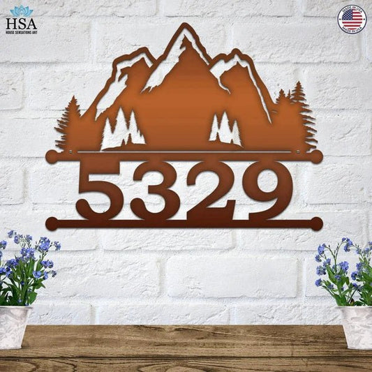 Personalized Home Address Signs – Custom Mountain Metal Plaque - HouseSensationsArt