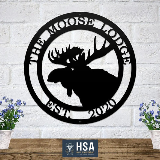 Personalized Moose Lodge Sign for Cabins, Homes & Outdoor Retreats - HouseSensationsArt