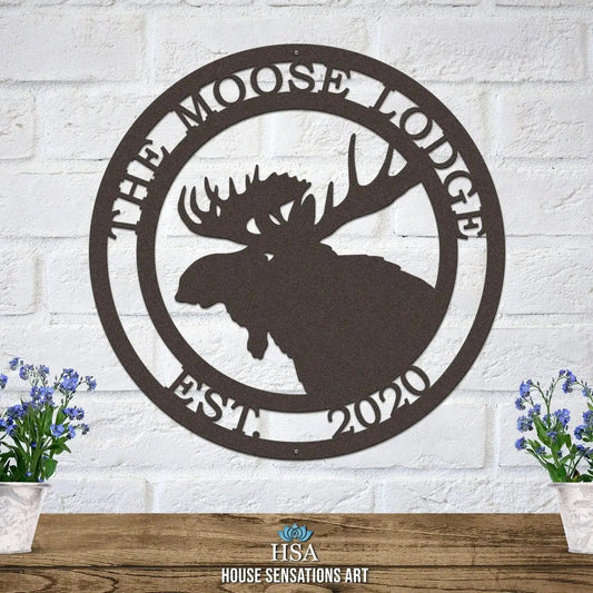 Personalized Moose Lodge Sign for Cabins, Homes & Outdoor Retreats - HouseSensationsArt
