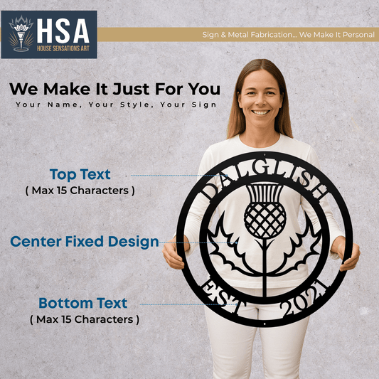 Personalized Thistle Wall Art with Custom Family Name - HouseSensationsArt