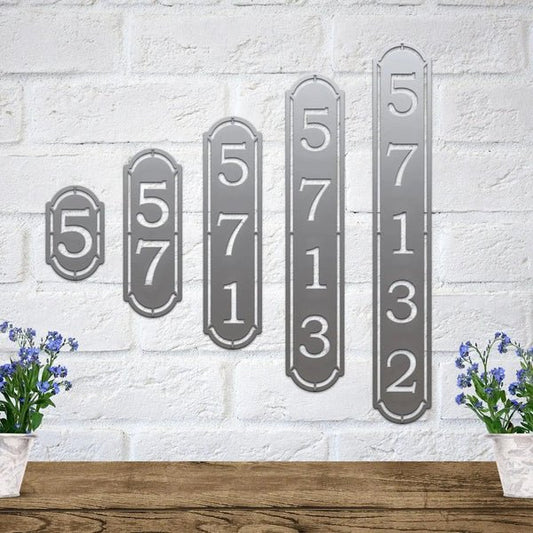Personalized Vertical Address Sign with Modern Metal Numbers - HouseSensationsArt