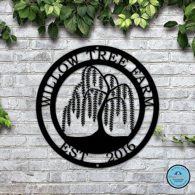 Personalized Weeping Willow Tree Wall Art with Family Name & Established Date - HouseSensationsArt