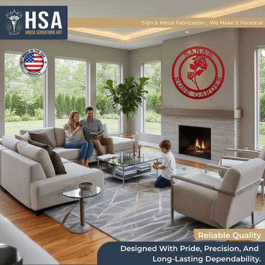 Red Rose Custom Metal Wall Decor Sign - Personalized Floral Decor - Garden Welcome Sign - Spring Porch Art - TTS - HouseSensationsArt