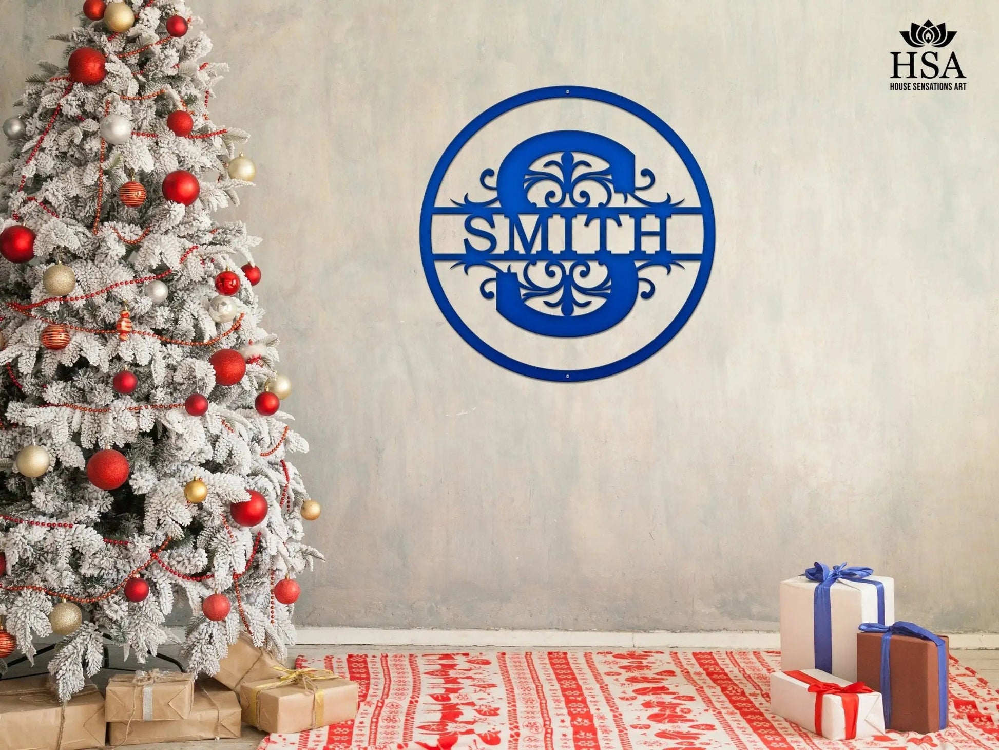 Round Regal Monogram – Personalized Family Name Wall Art - HouseSensationsArt