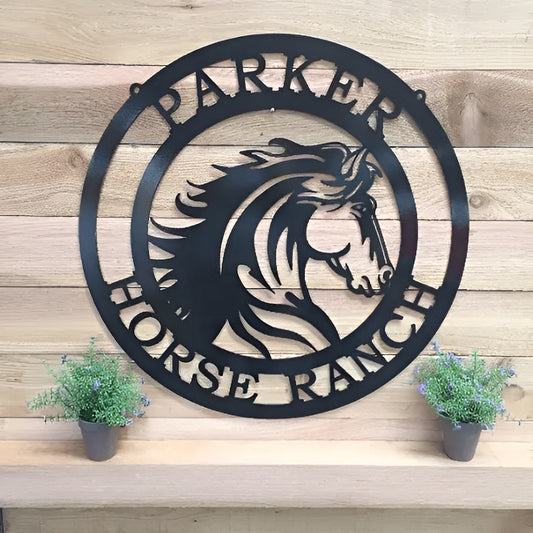 Rustic Horse Address Sign – Custom Metal Decor for Barns & Gates - HouseSensationsArt