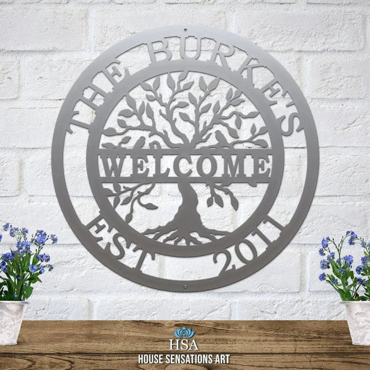 Tree of Life with Family Name, Established Date & Welcome Message - HouseSensationsArt