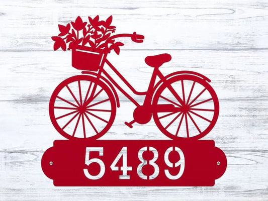 Vintage Bicycle Metal House Number Sign for Personalized Curb Appeal - HouseSensationsArt