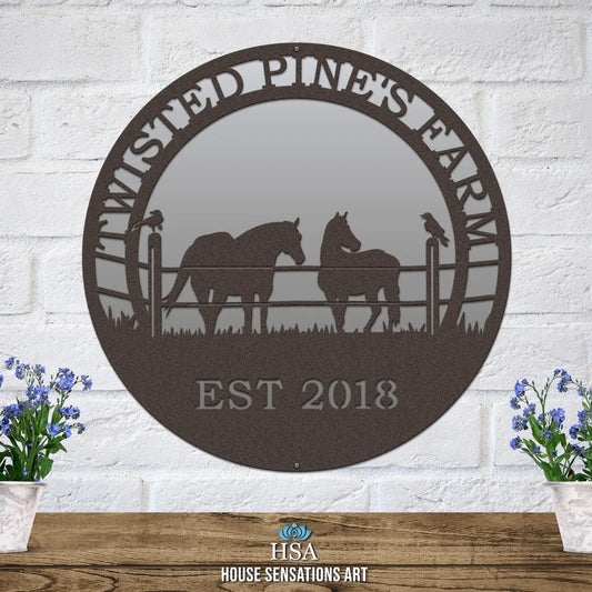 Personalized Horse & Raven Farm Sign Ranch Sign House Sensations Art   