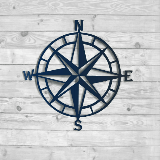 Nautical Compass Metal Sign - Custom Metal Address Signs for Houses - Perfect Wall Decor for Bedroom, Office, Kitchen, Living Room - Housewarming Gift Compass Sign House Sensations Art
