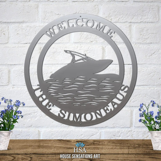 Custom Speedboat Boating Sign | Personalized Metal Wall Decor - HouseSensationsArt