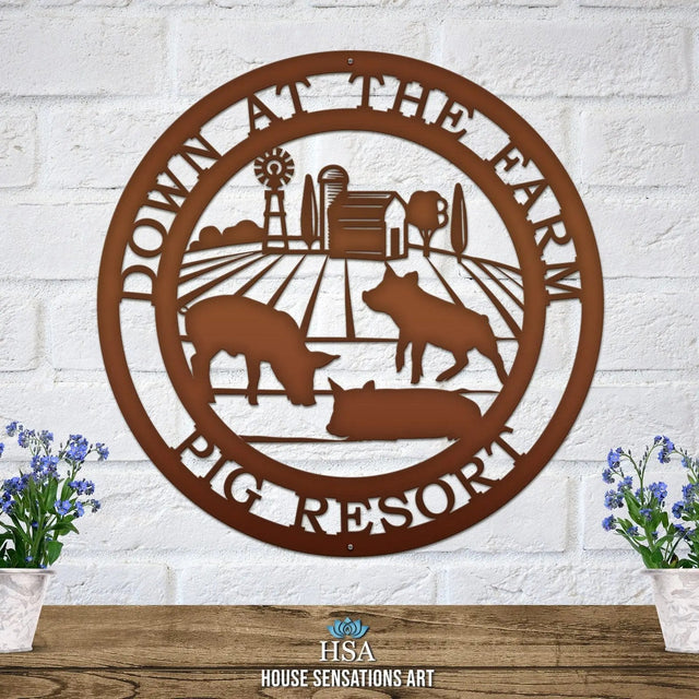 Custom Three Pigs Farm Sign for Rustic Home & Farm Decor - HouseSensationsArt