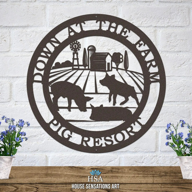 Custom Three Pigs Farm Sign for Rustic Home & Farm Decor - HouseSensationsArt