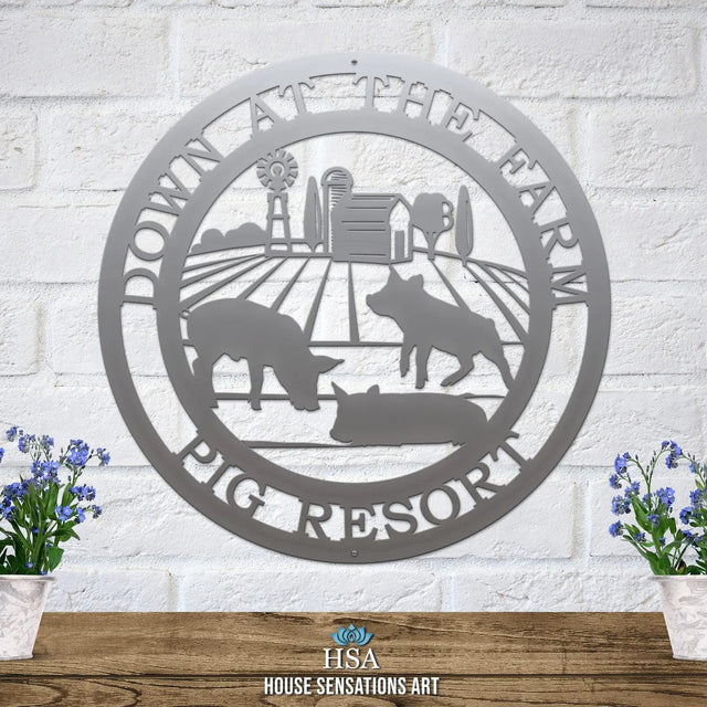 Custom Three Pigs Farm Sign for Rustic Home & Farm Decor - HouseSensationsArt