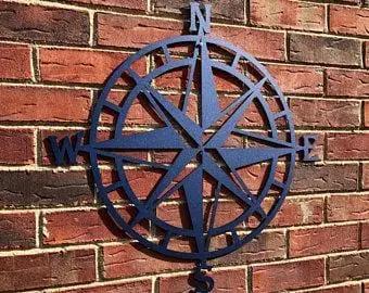 Nautical Compass Metal Sign - Custom Metal Address Signs for Houses - Perfect Wall Decor for Bedroom, Office, Kitchen, Living Room - Housewarming Gift Compass Sign House Sensations Art