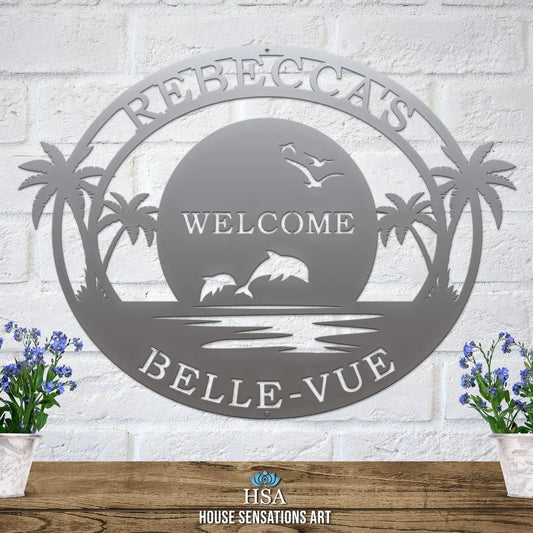 Metal Beach Signs for Outdoors – Personalized Coastal Wall Decor - HouseSensationsArt