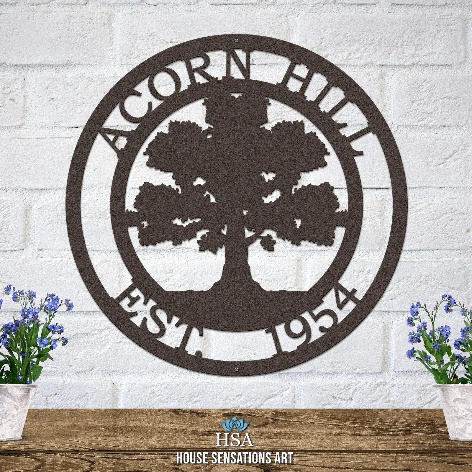 Oak Tree Family Name Sign with Established Date - HouseSensationsArt