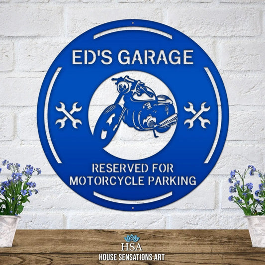 Personalized Garage Motorcycle Sign – Custom Metal Wall Art Gift - HouseSensationsArt