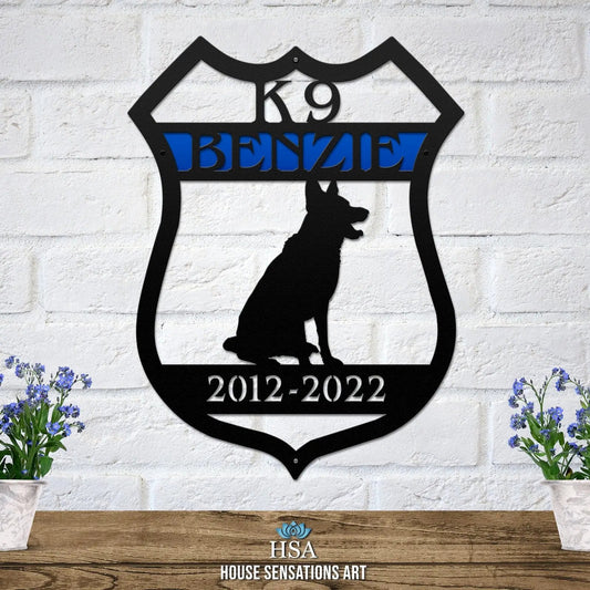 Personalized K9 Sign – Personalized Metal Plaque for Working Dogs - HouseSensationsArt