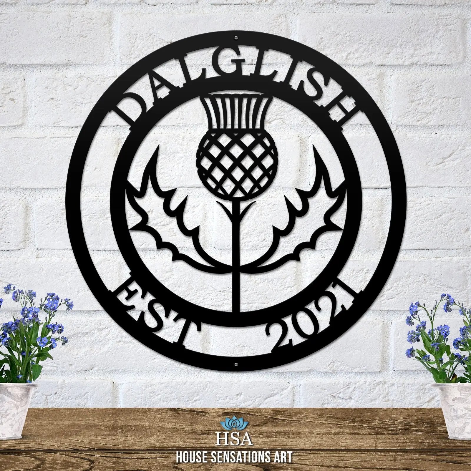 Personalized Thistle Wall Art with Custom Family Name - HouseSensationsArt