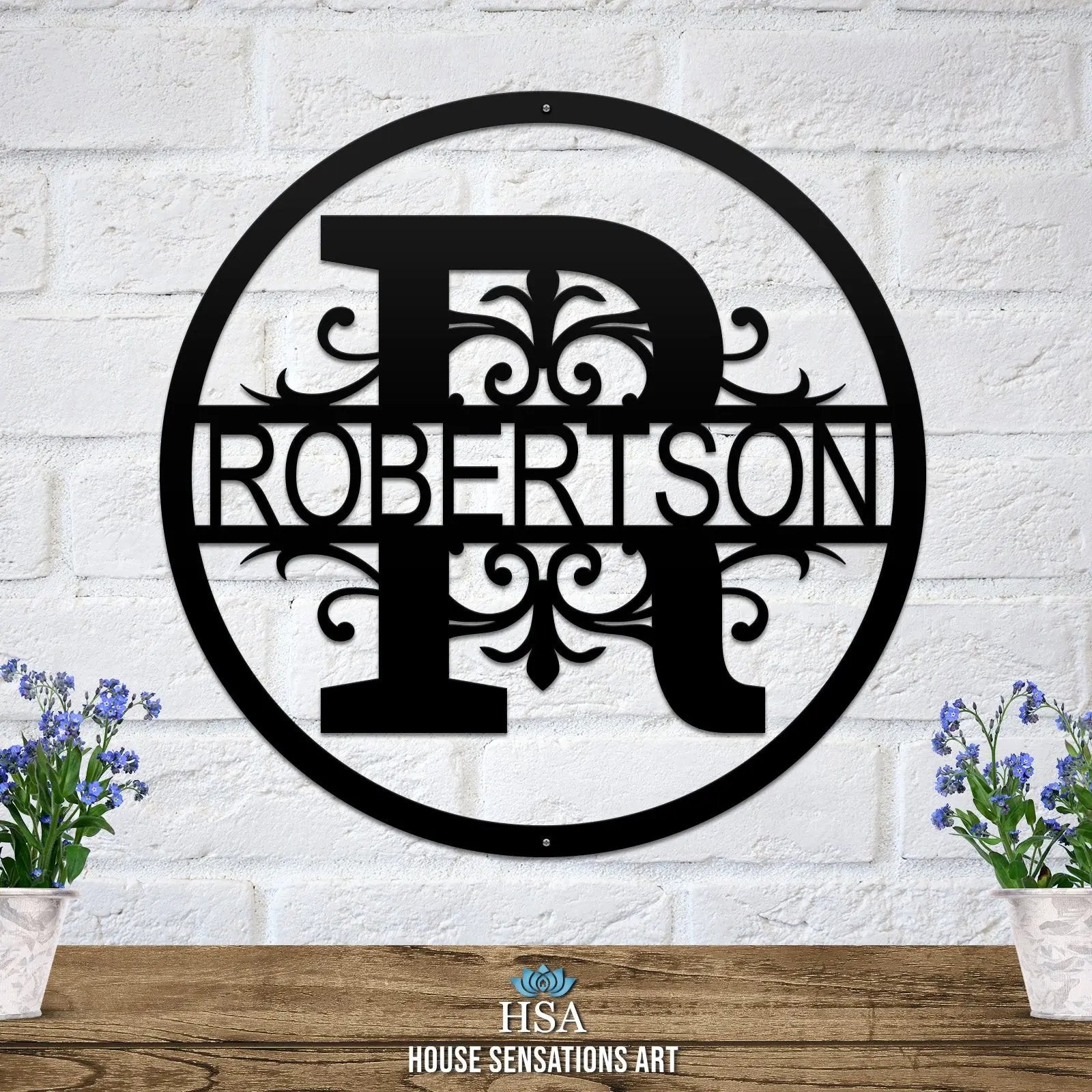 Round Regal Monogram – Personalized Family Name Wall Art - HouseSensationsArt
