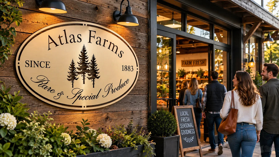 Custom business sign drawing customers to a storefront