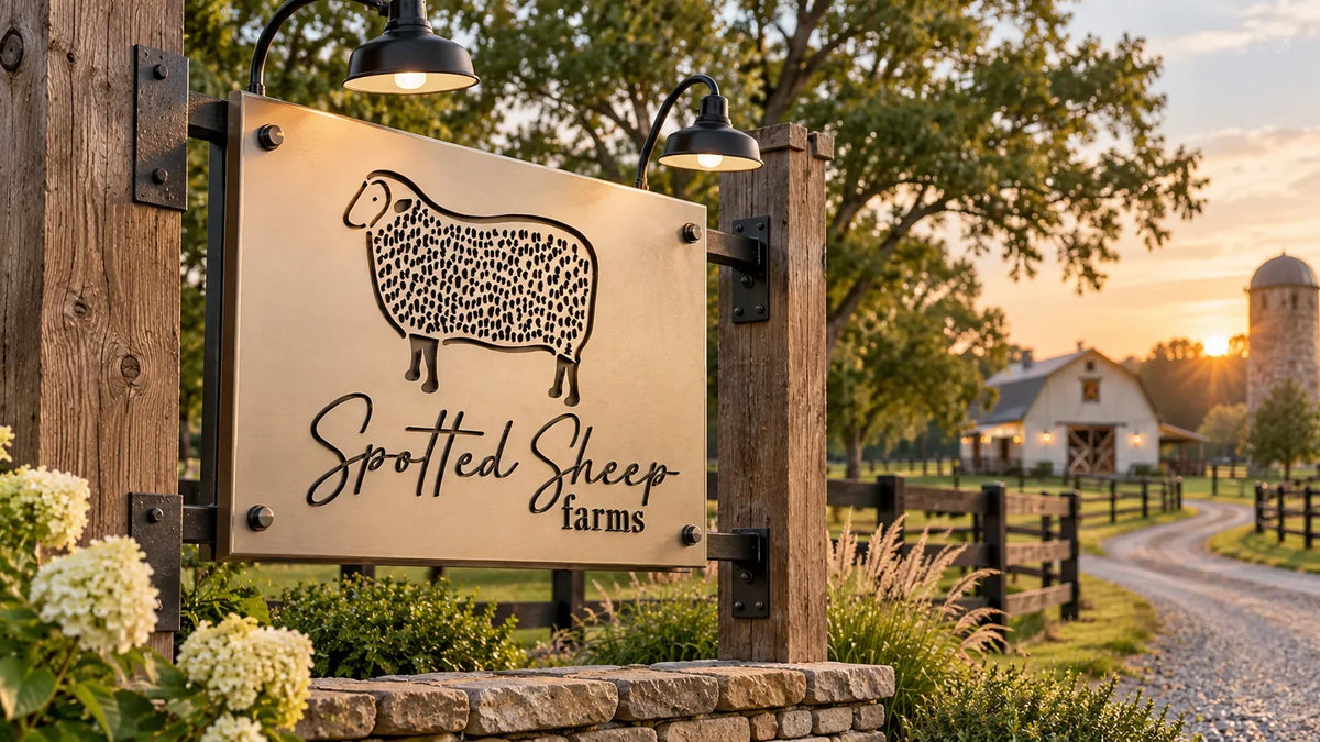 Personalized metal farm and ranch entry signage