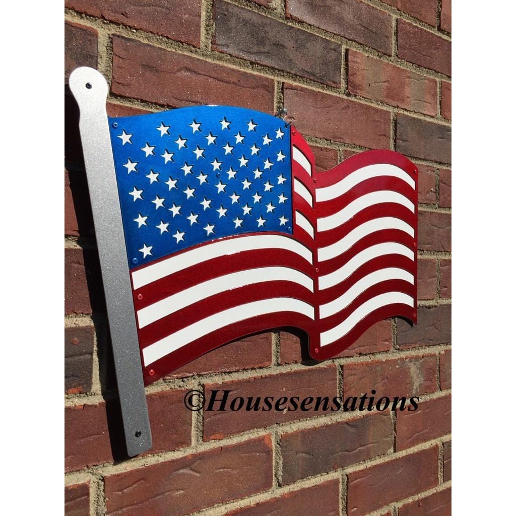 Metal American flag wall art – Rustic patriotic steel decor for home, office, and outdoor spaces