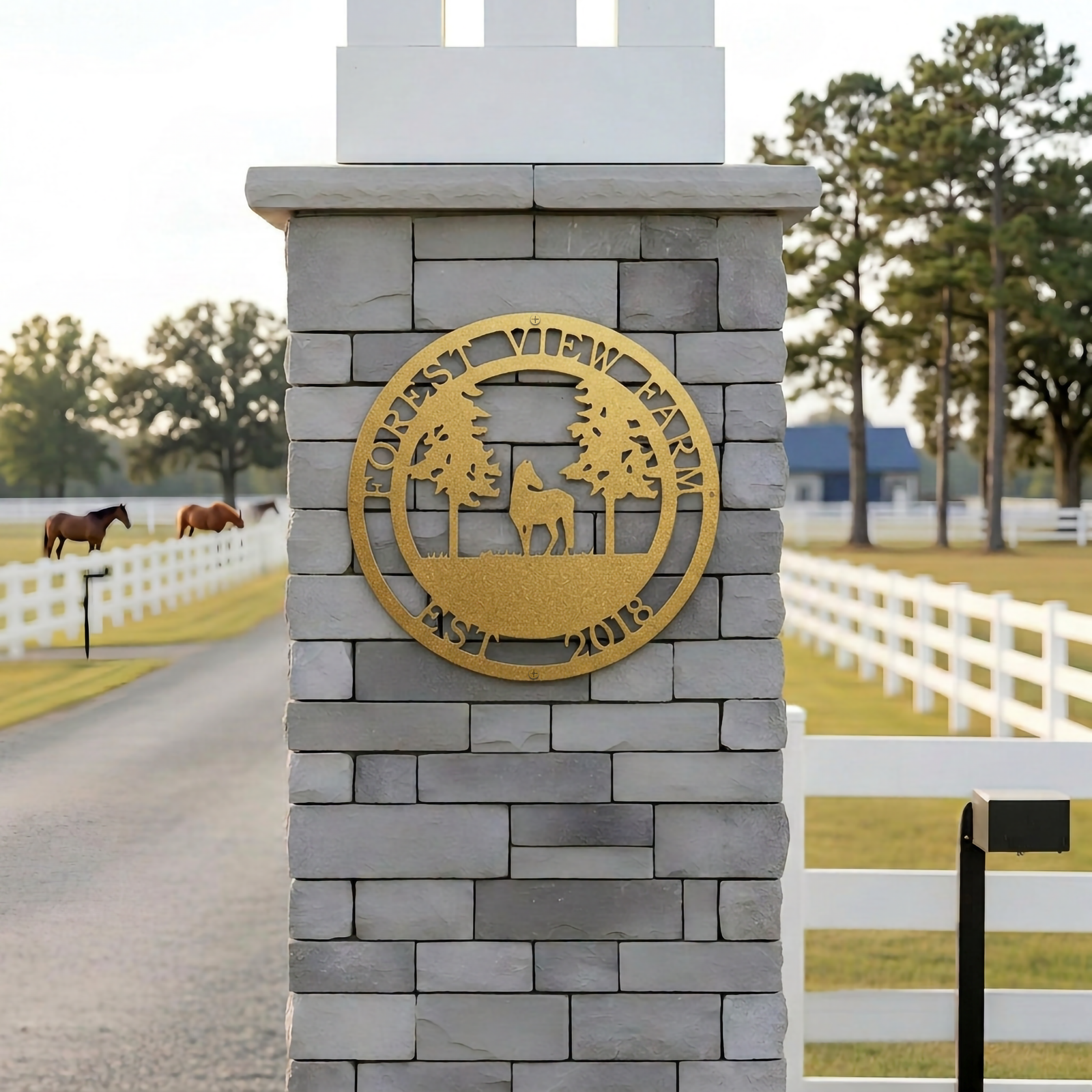 Custom Horse Tree Sign — Personalized Metal Wall Art Decor