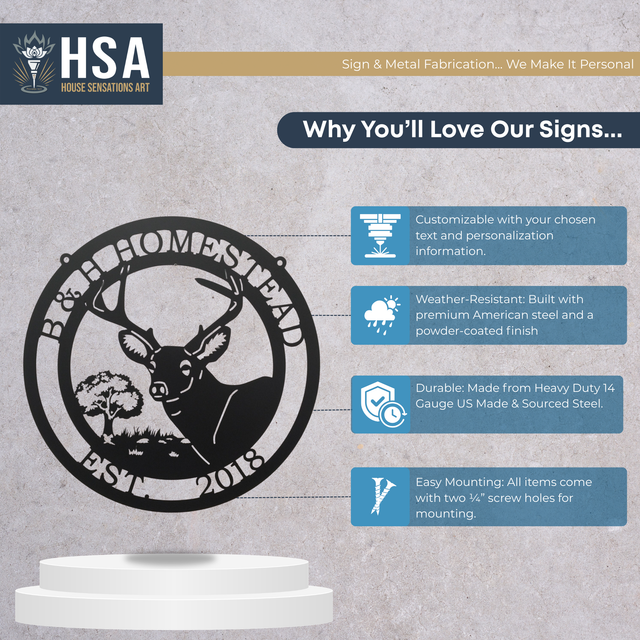 Custom-Metal-Deer-Sign-Rustic Cabins-Lodges-Outdoors-customization-infographic-house-sensations-art.jpg