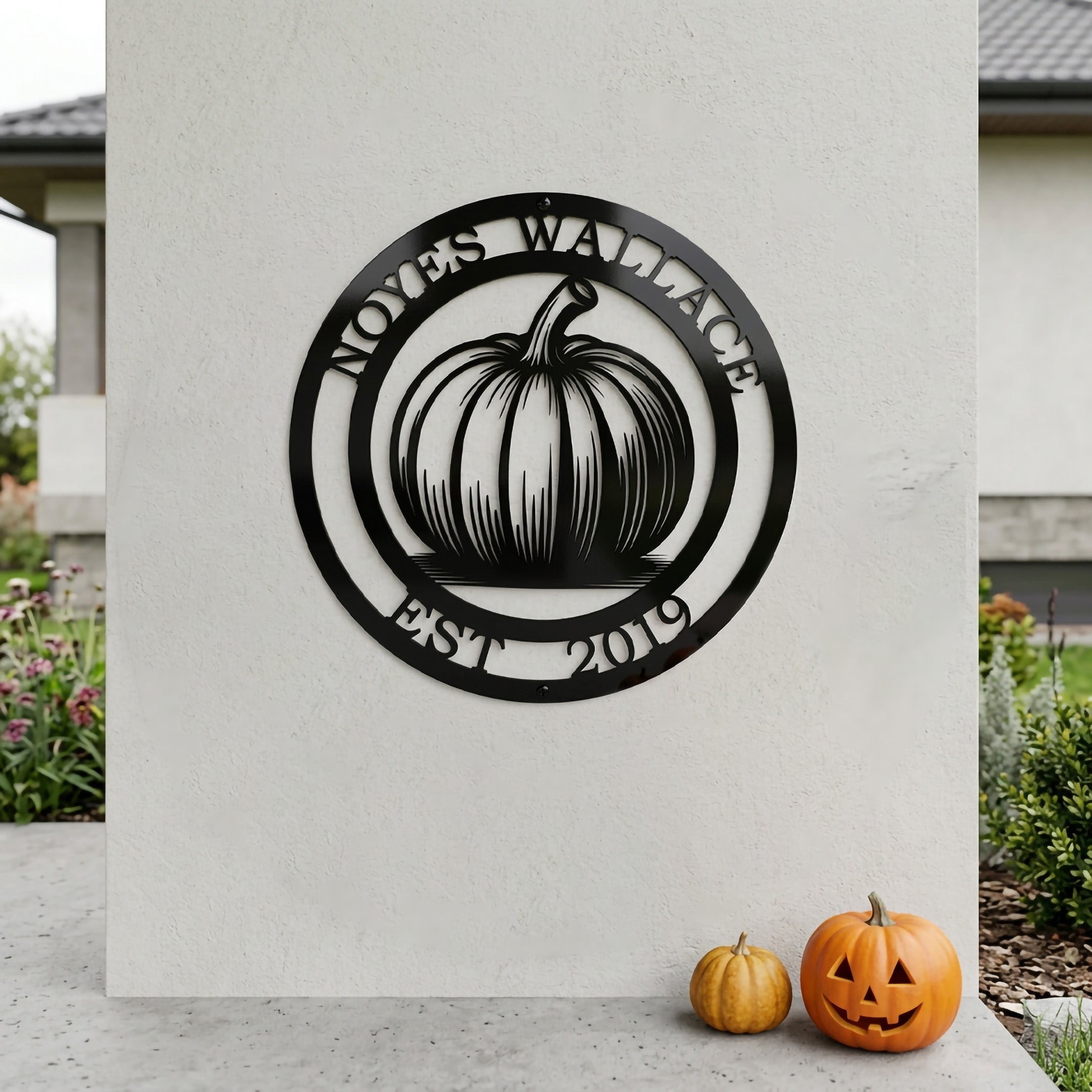 Personalized Pumpkin Family Name Sign Custom Outdoor Fall or Halloween Decor