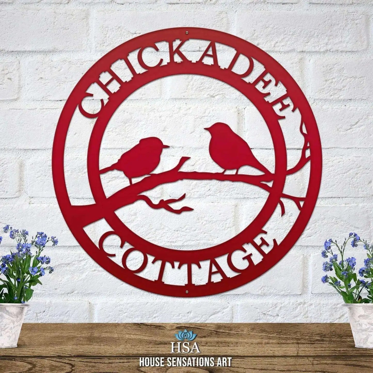 Bird Lover Yard or Garden Metal Sign featuring birds on a branch, crafted from durable steel, perfect for outdoor decor in gardens, yards, or farms. Customizable with personalized text. Ideal for nature enthusiasts.