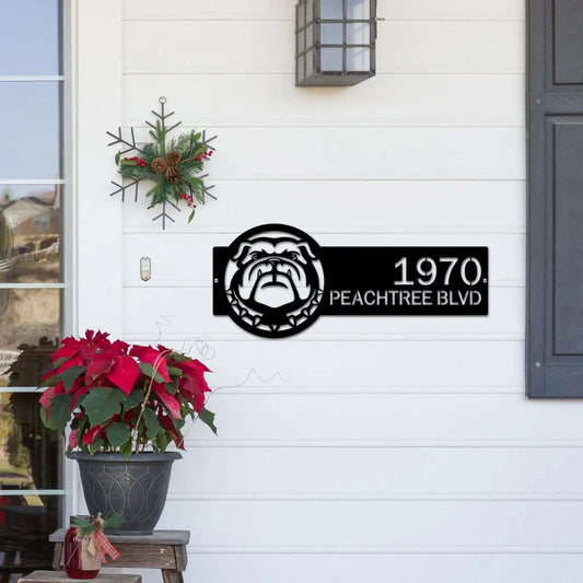 Bulldog Monogram Address Plaque