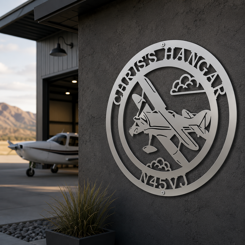 Personalized Airplane Sign – Custom Metal Wall Art for Pilots