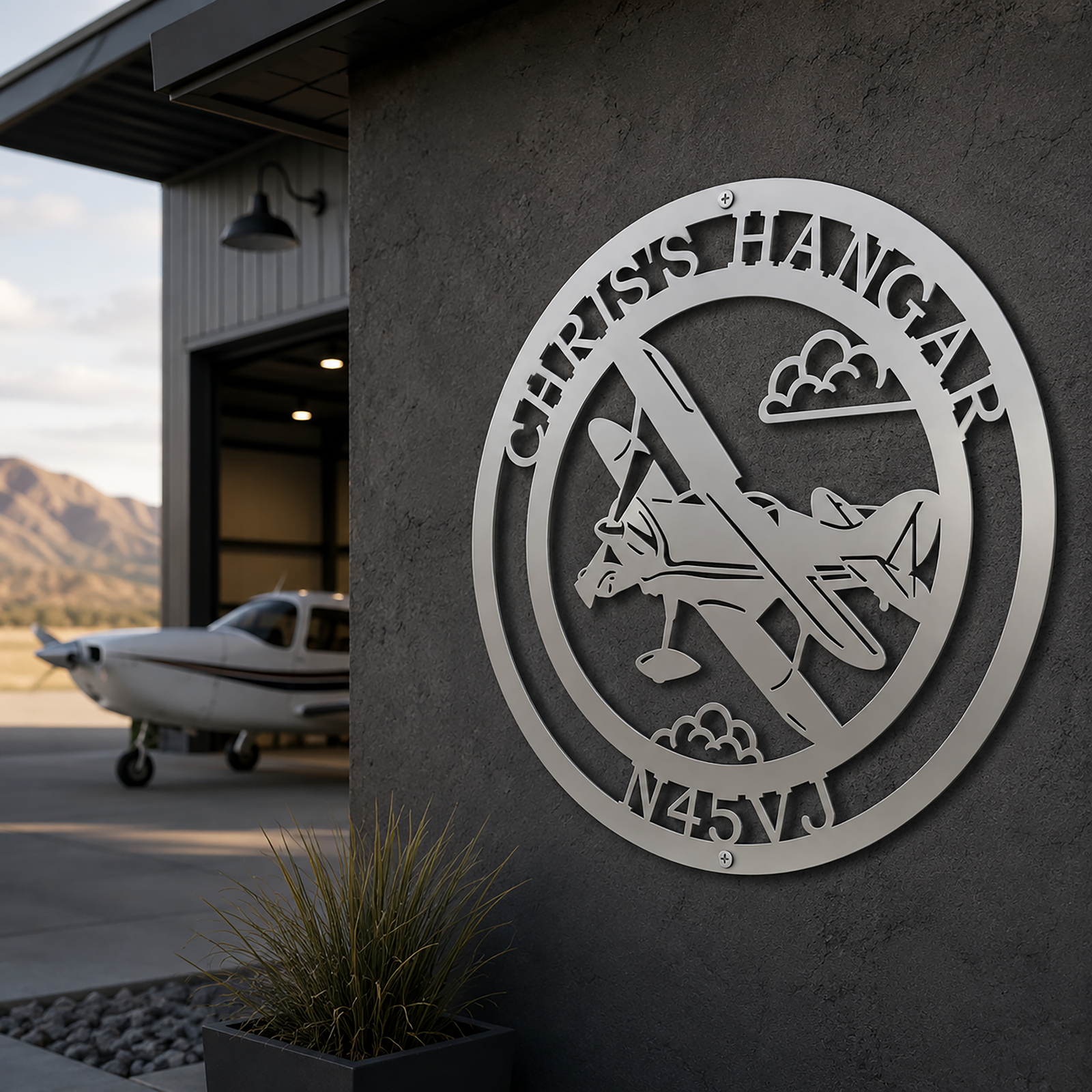 Letrero de avión personalizado – Arte de pared metálico personalizado para pilotos
